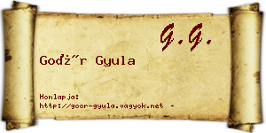 Goór Gyula névjegykártya